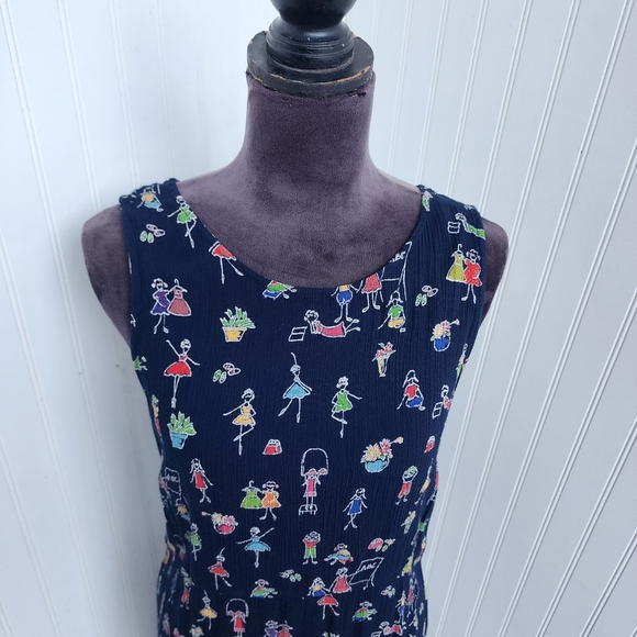 Stonebridge Women's Maxi Sleeveless Dress Print Navy Blue Crinkle Fun Stretch M - Picture 2 of 13